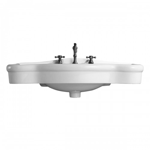Tulip 32 1/2" Console Bathroom Sink with 2 Spindle Legs White and Pre-Drilled Widespread Faucet Holes image-5