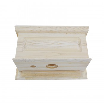 Unfinished Wooden Raised Panel High Tank Pull Chain Toilet Replacement Tank with Plastic Liner 