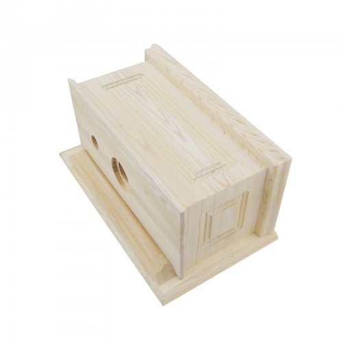 Unfinished Wooden High Tank Toilet Satin Nickel L-Pipe Toilet with Elongated White Bowl image-2