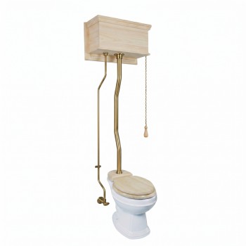 Unfinished High Tank Z-Pipe Toilet Round White Bowl image-1