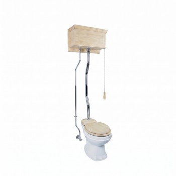 Unfinished Raised  panel high tank with Chrome Z flush pipe Round Bowl image-1