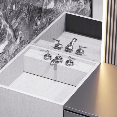 Chrome Widespread Bathroom Faucet 8" L Two Handles with Supply Lines and Drain image-3