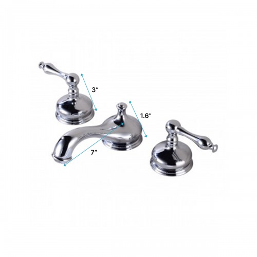 Chrome Widespread Bathroom Faucet 8" L Two Handles with Supply Lines and Drain image-10