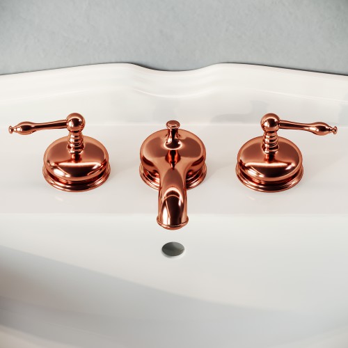 Rose Gold Brass Widespread Bathroom Faucet 8" L with Supply Lines and Drain image-2