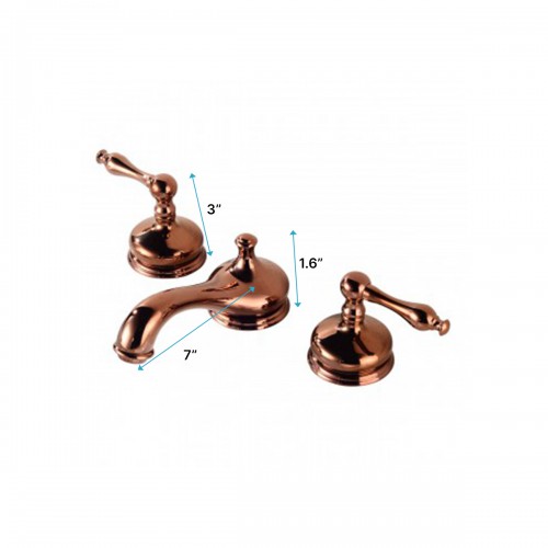 Rose Gold Brass Widespread Bathroom Faucet 8" L with Supply Lines and Drain image-10