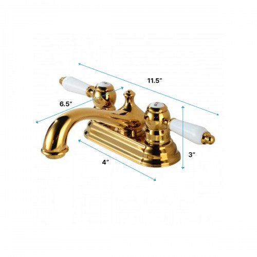 Brass Polished Centerset Bathroom Sink Faucet 4" L Brass Lux Belle Style image-9