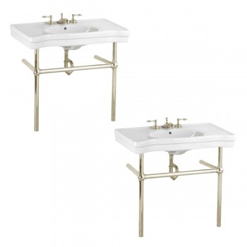 White Console Sink Deluxe Belle Epoque Porcelain with Satin Nickel Bistro Legs - Pack of 2 