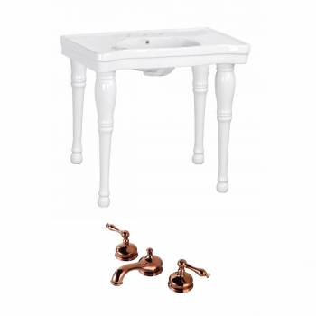 Console Sink Belle Epoque White with Spindle Legs and Widespread Faucet Holes - Pack of 2 
