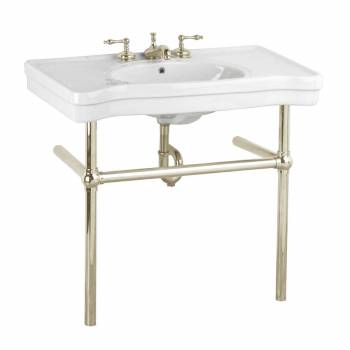White Console Sinks Deluxe Belle Epoque Porcelain with Satin Nickel Bistro Legs - Pack of 12 