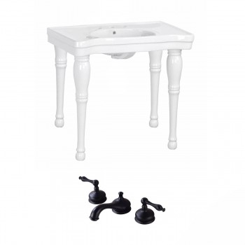 Console Sink Belle Epoque White with Spindle Legs and Widespread Faucet Holes - Pack of 12 
