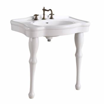 Jasmine 32 1/2" Console Bathroom Sink with 2 Spindle Legs White with Overflow and Pre-Drilled Widespread Faucet Holes  - Pack of 12 