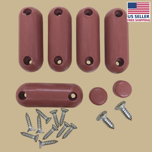 Brown Silicone Toilet Seat Bumpers 8 Pack (6 Oblong 2 Round) with Screws image-6