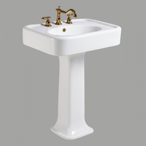 White Vitreous China Pedestal Bathroom Sink with Montague Design image-8