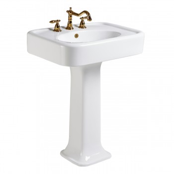 White Vitreous China Pedestal Bathroom Sink with Montague Design image-3
