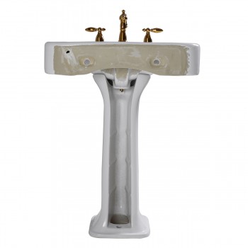 White Vitreous China Pedestal Bathroom Sink with Montague Design image-5