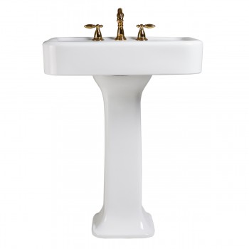 White Vitreous China Pedestal Bathroom Sink with Montague Design image-6