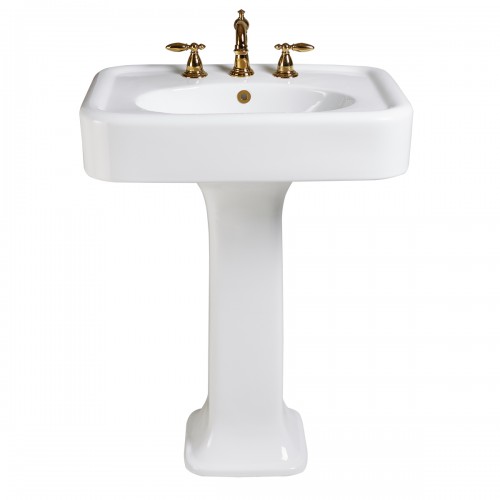 White Vitreous China Pedestal Bathroom Sink with Montague Design image-4