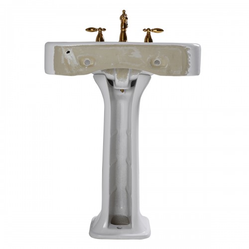 White Vitreous China Pedestal Bathroom Sink with Montague Design image-5