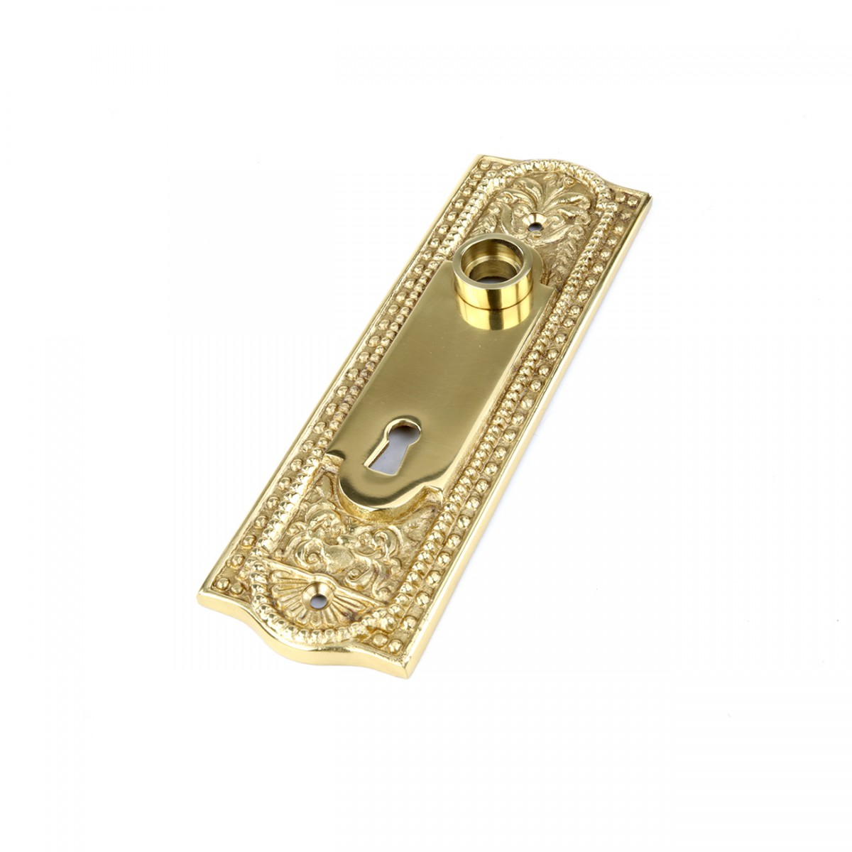 Door Back Plate Solid Brass Beaded With Keyhole 7 1/4" H