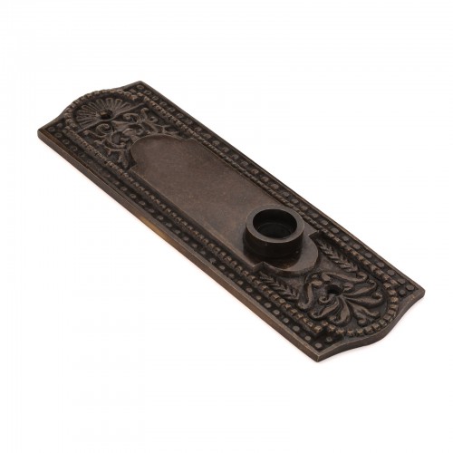 Door Back Plate Antique Brass Beaded Without Keyhole 7 1/4" H image-6