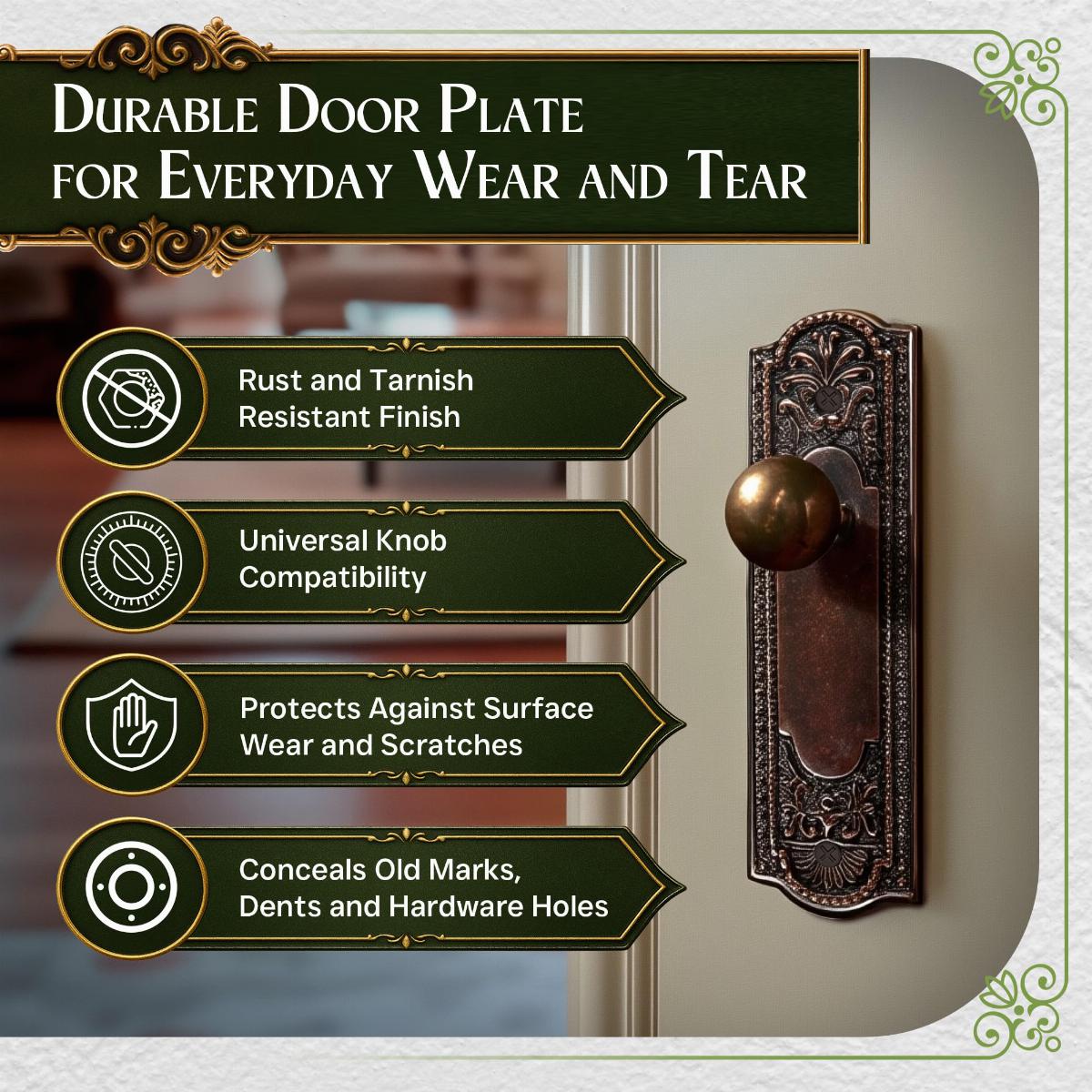 Black Door Plate Bronze Solid Brass Finish Without Keyhole image-4