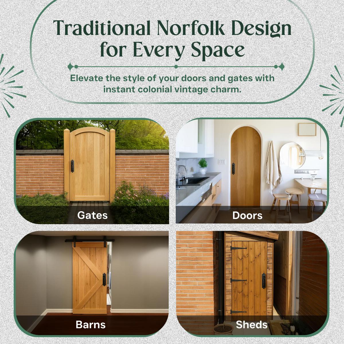 Black Cast Iron Norfolk Door Latches with Mounting Hardware image-6