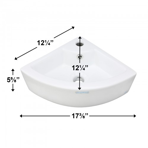 Mini Hudson 17 3/8" Corner Countertop Vessel Bathroom Sink White with Overflow image-8