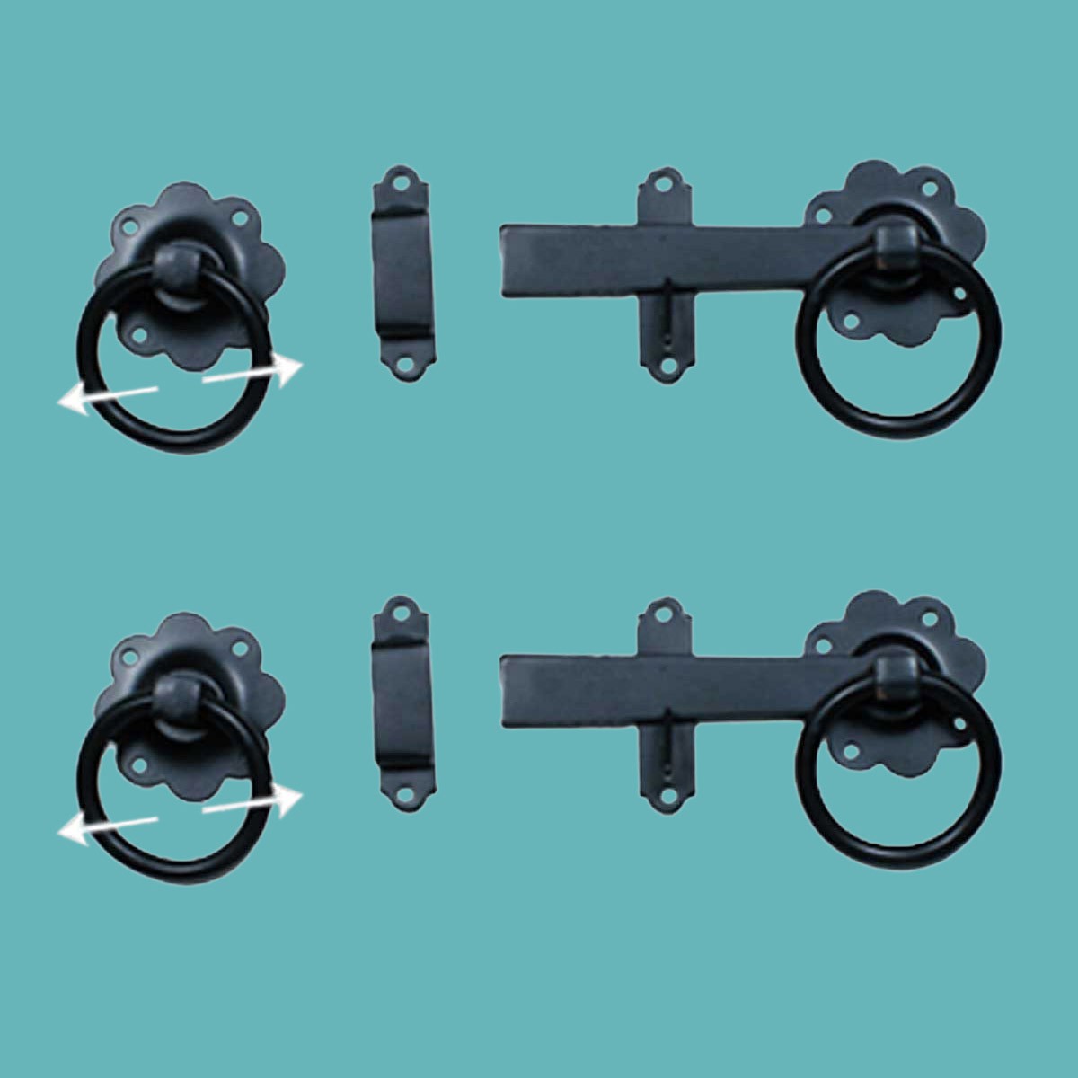 Floral Gate Latch Cast Iron Rustproof Finish 7 in W Pack of 2