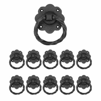 Ring Pull Cabinet or Drawer or Door Wrought Iron Black 5'' 