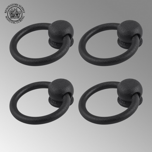 Black Wrought Iron Cabinet Ring Pulls 2" Drop Style Cupboard Pulls Pack of 4 image-2
