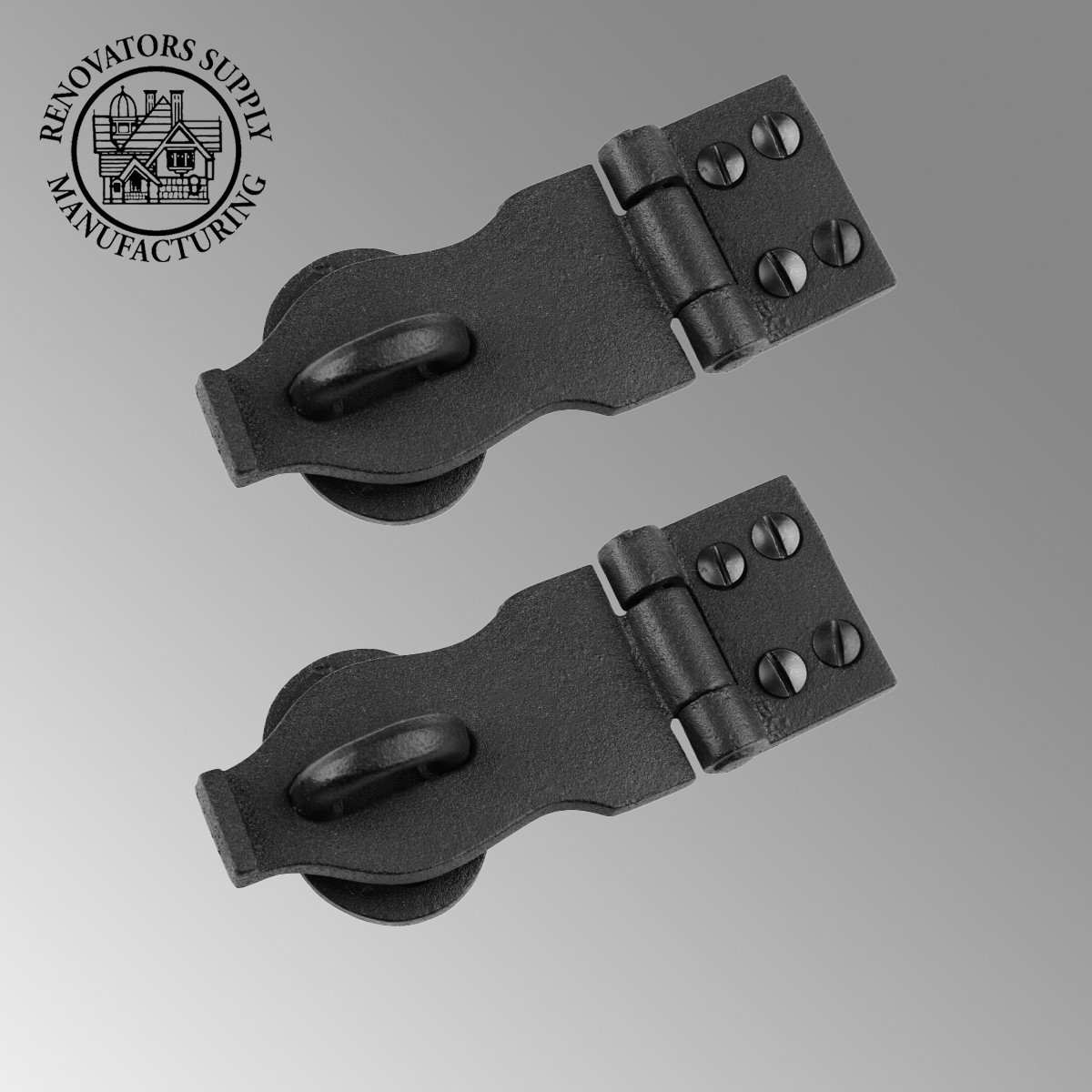 2 Hasps Black Wrought Iron Rustproof Set of 2