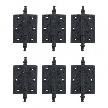 6 Pcs Black Butt Hinge Steeple Tip Wrought Iron Cabinet Hinges 