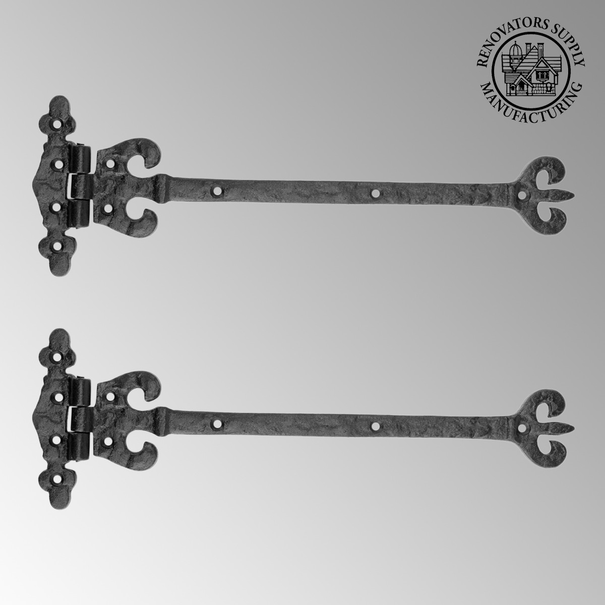 2 Vintage Door Strap Hinge Wrought Iron 12 1/2" H x 4 1/8" W R S