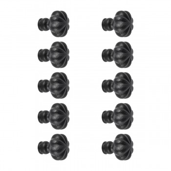 Wrought Iron Floral Mission Cabinet Hardware Knobs Black 1.5" Dia Set of 10 