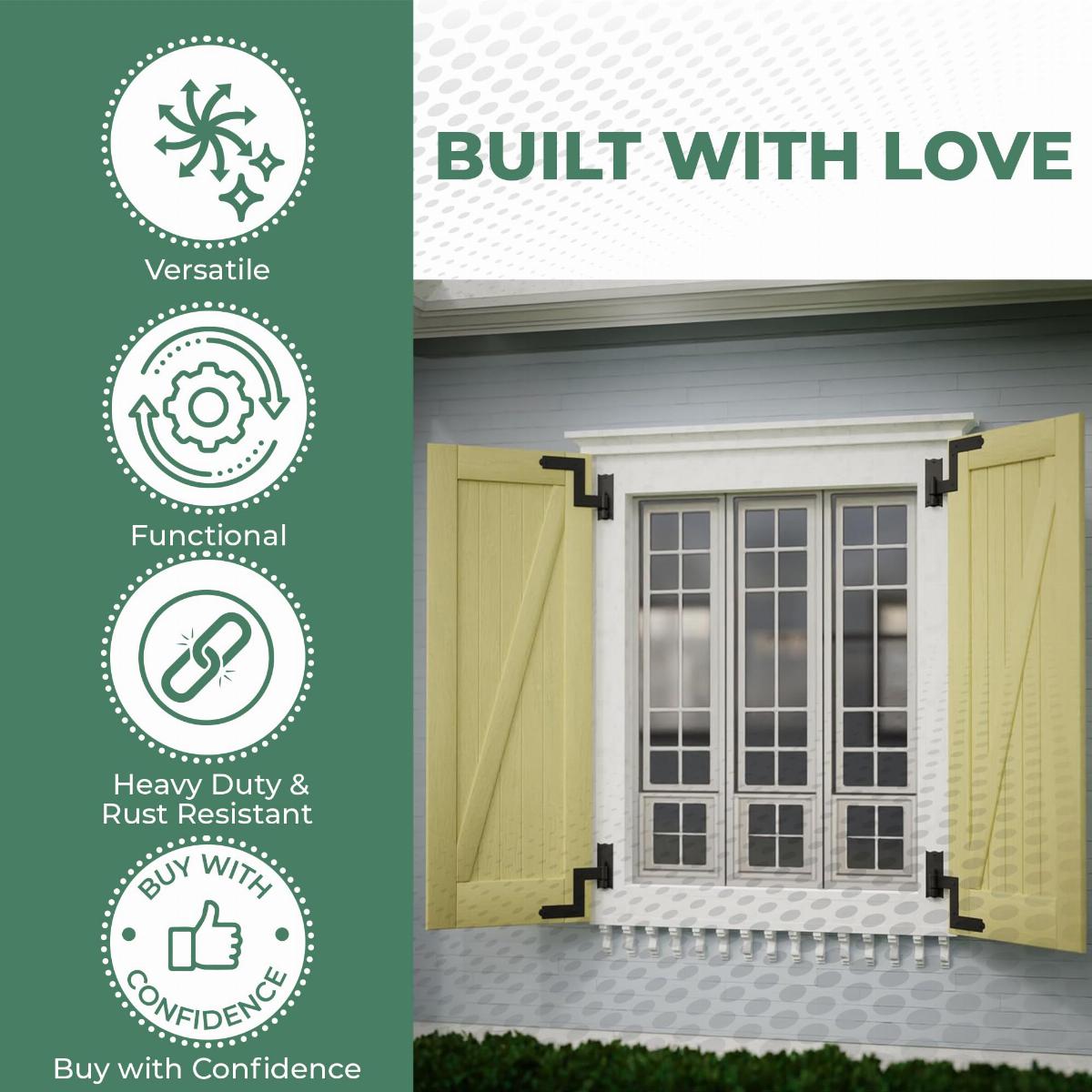 Black Wrought Iron Shutter Lift Off Pintle Hinges 6.5" L with Hardware Pack of 6 image-7