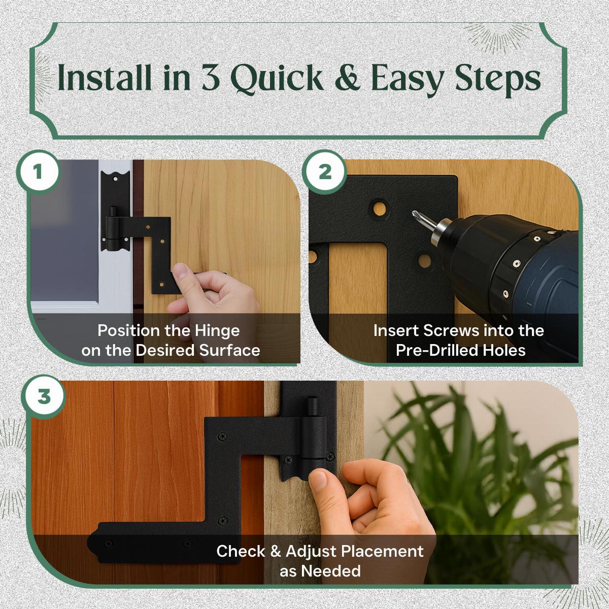 Black Wrought Iron Shutter Lift Off Pintle Hinges 6.5" L with Hardware Pack of 6 image-3