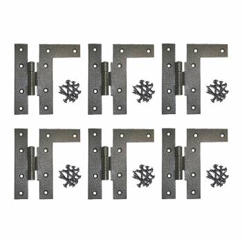 6 Left HL-Hinges Black Wrought Iron Offset Install Set of 6 