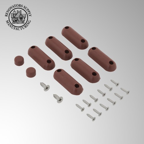 Brown Silicone Toilet Seat Bumpers 8 Pack (6 Oblong 2 Round) with Screws image-5