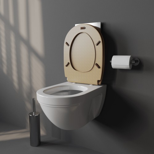 Brown Silicone Toilet Seat Bumpers 8 Pack (6 Oblong 2 Round) with Screws image-2