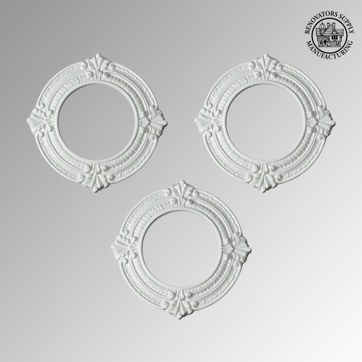 Spot Light Trim Medallions 6 ID Urethane White Set of 3 Renovator's