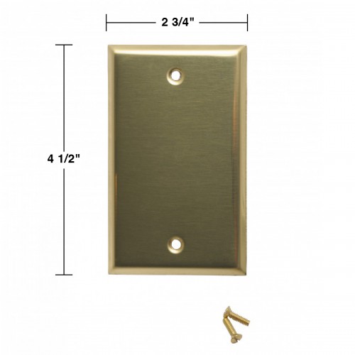 Switch Plates Bright Solid Brass Single Blank image-4
