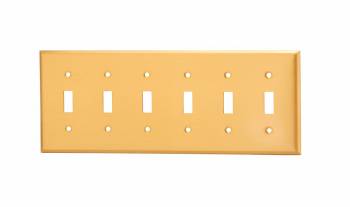 Switch Plate Brushed Solid Brass Six Toggle 