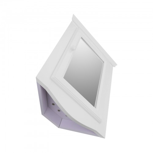 Corner Medicine Cabinet White Hardwood Wall Mount Recessed Mirror Set of 2 image-12