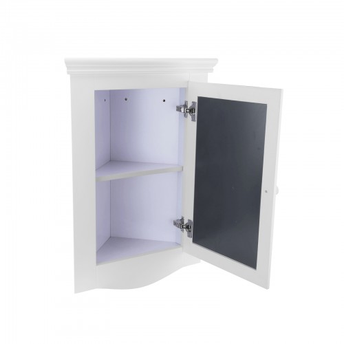 Corner Medicine Cabinet White Hardwood Wall Mount Recessed Mirror Set of 2 image-15