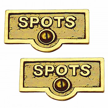 Switch Plate Tags "SPOTS" Name Sign Labels Lacquered Pack of 2 