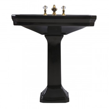 Victorian 32" Pedestal Bathroom Sink in Black with Overflow image-10