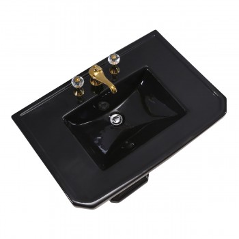Victorian 32" Pedestal Bathroom Sink in Black with Overflow image-12