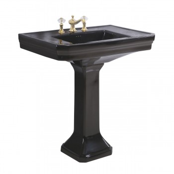 Victorian 32" Pedestal Bathroom Sink in Black with Overflow 