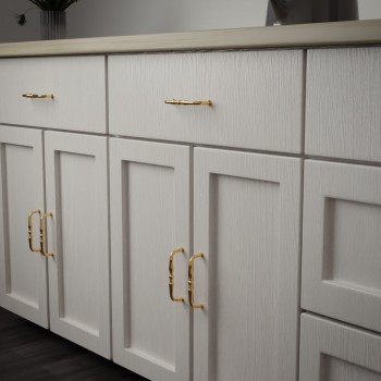 Bright Solid Brass Spooled Cabinet Pull 3 5/8 in Boring Set of 6 