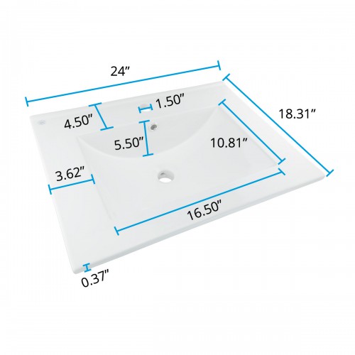 Self-Rimming Square Bathroom Drop-in Sink White Porcelain Set Of 2 image-5